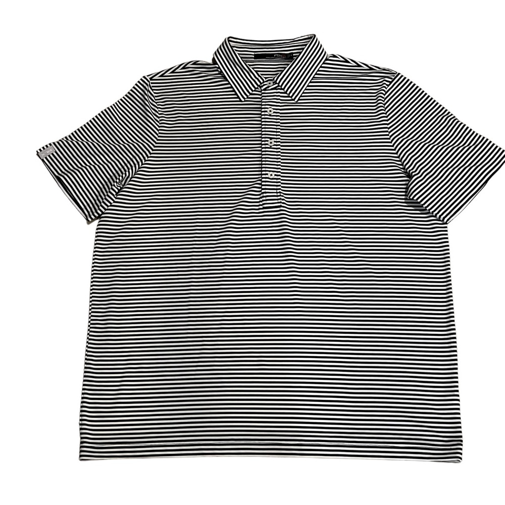 RLX RALPH LAUREN Black White Striped Polo Men’s Medium Excellent Pre-Owned